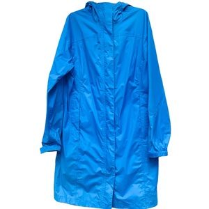 L.L. Bean Blue Long Hooded Size Small Rain Coat